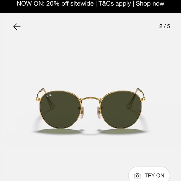 Ray-Ban Gold Frame Sunglasses with Dark Lenses - Picture 2 of 4